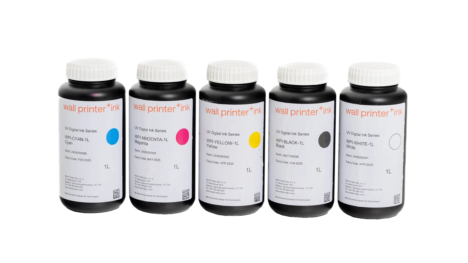 Komplet tuszy UV 5x1000ml – CMYK+W